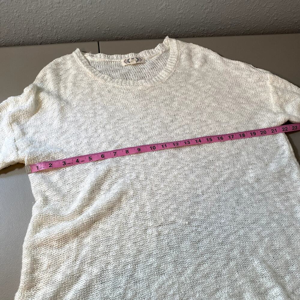 Pink Rose Boutique Womens 1X Plus White Lace Sweater Long Sleeve Shirt Neck Top - Picture 6 of 8